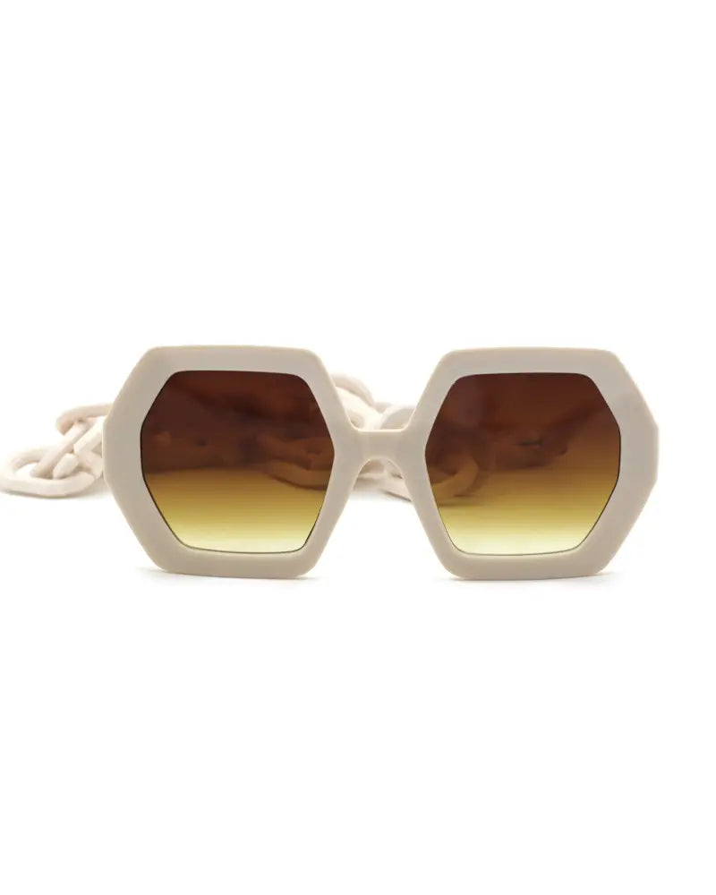 1Pair Polygon Square Chain Decor Sunglasses