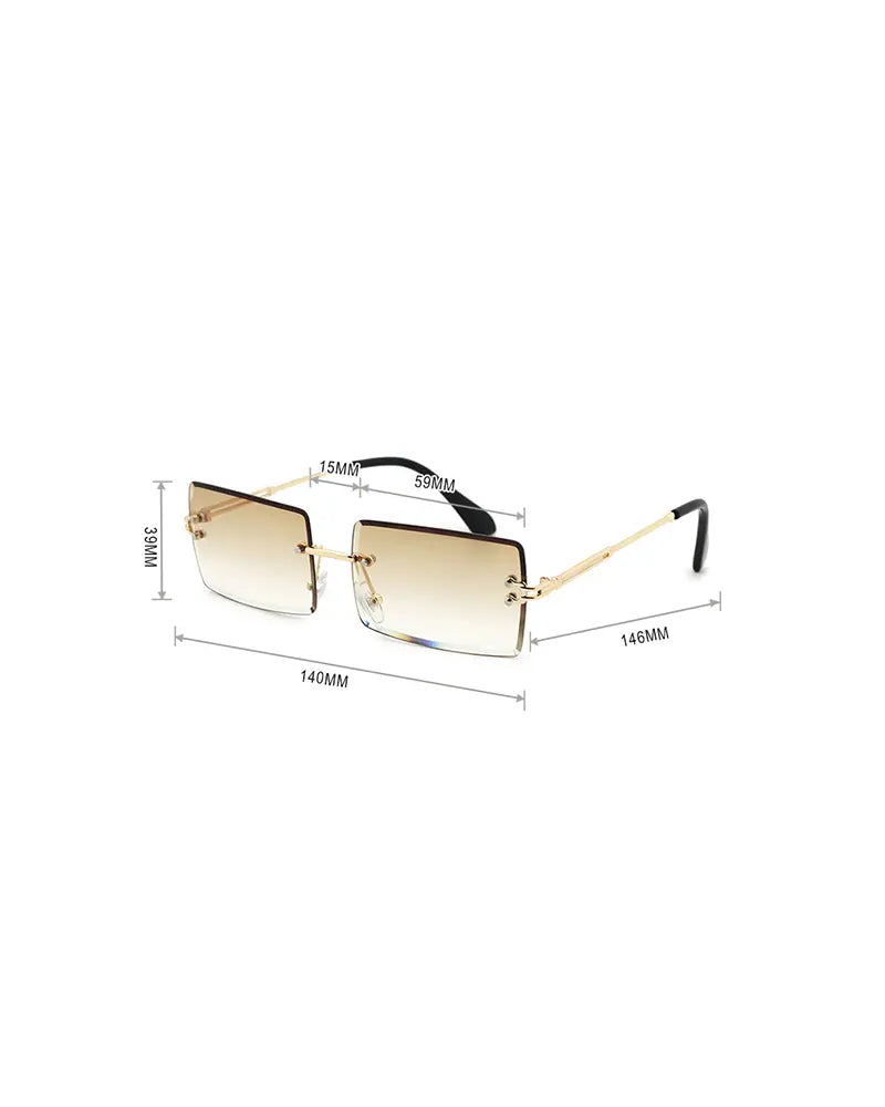 1Pair Rimless Rectangle Sunglasses