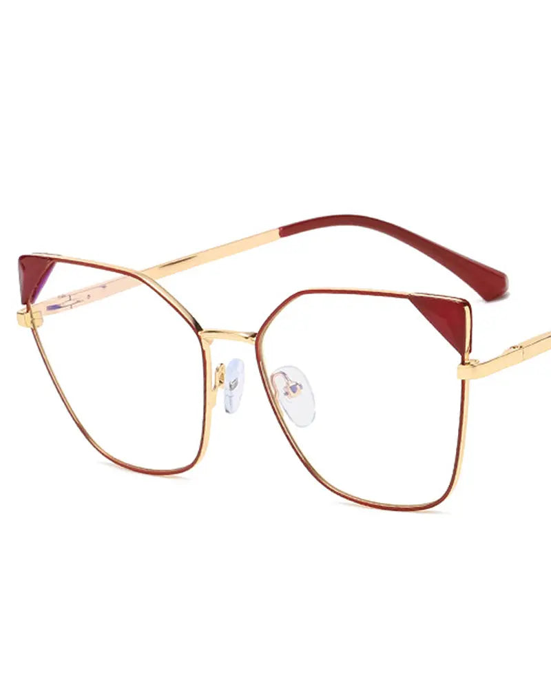 1Pair Anti Blue Light Metal Cat Eye Frame Eyeglasses