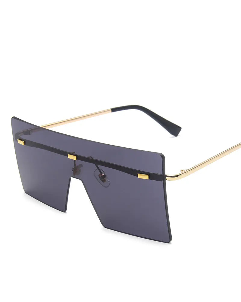 1Pair Flat Top Rimless Square Frame Sunglasses