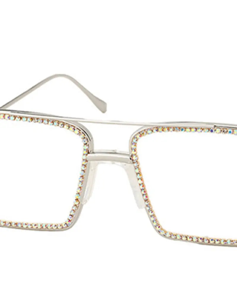 Rhinestone Square Fram Double Layered Eyeglasses