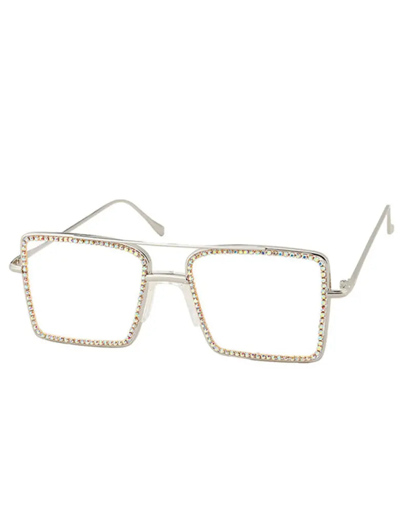 Rhinestone Square Fram Double Layered Eyeglasses