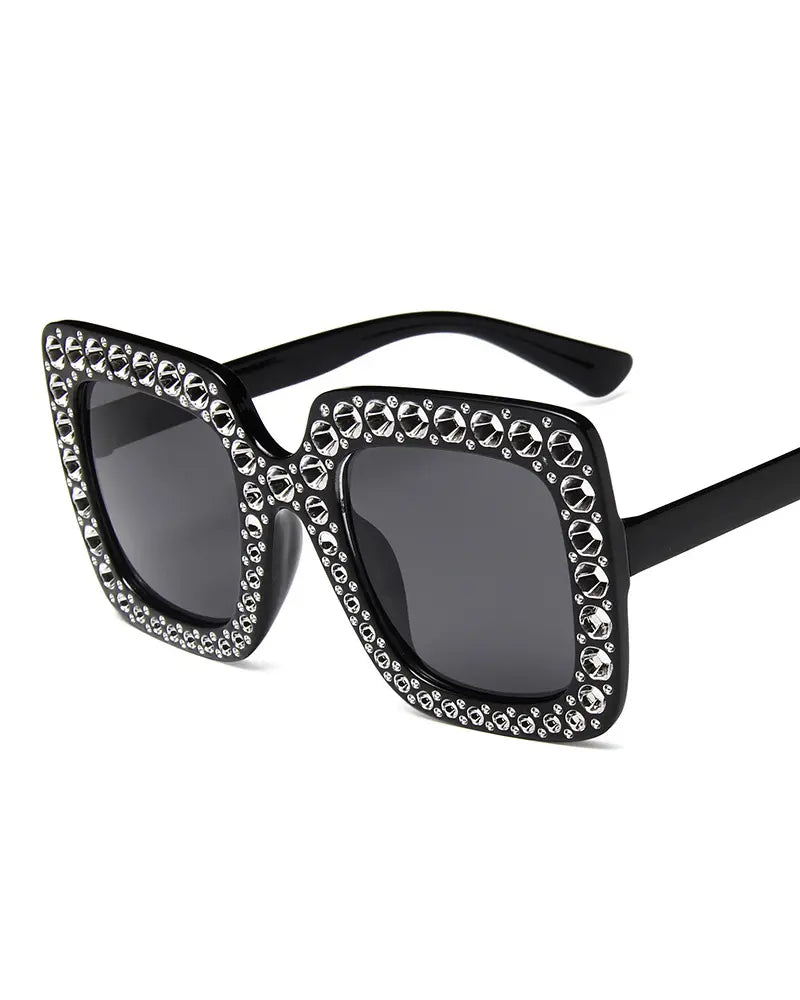 1Pair Rhinestone Decor Square Frame Sunglasses