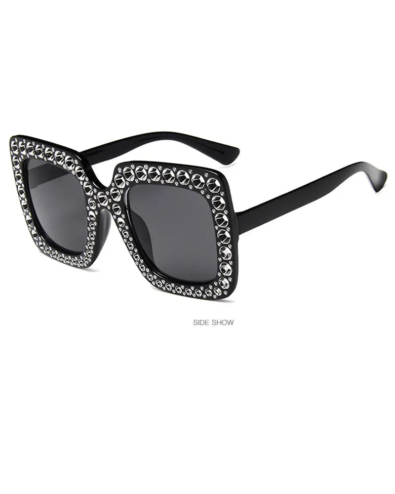 1Pair Rhinestone Decor Square Frame Sunglasses