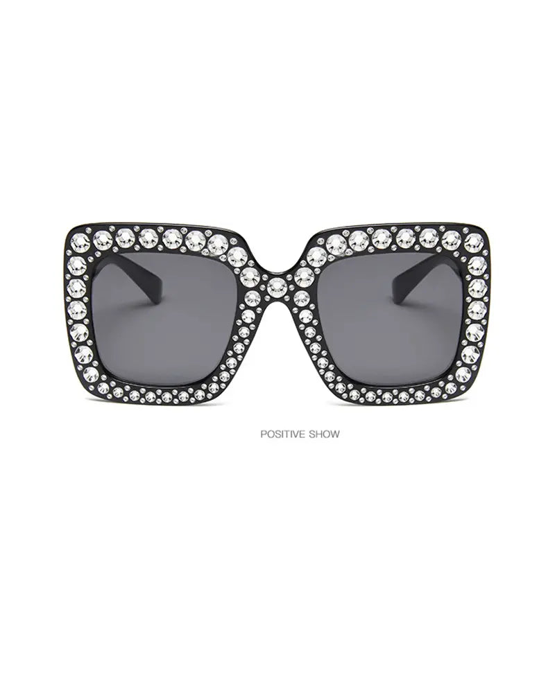 1Pair Rhinestone Decor Square Frame Sunglasses