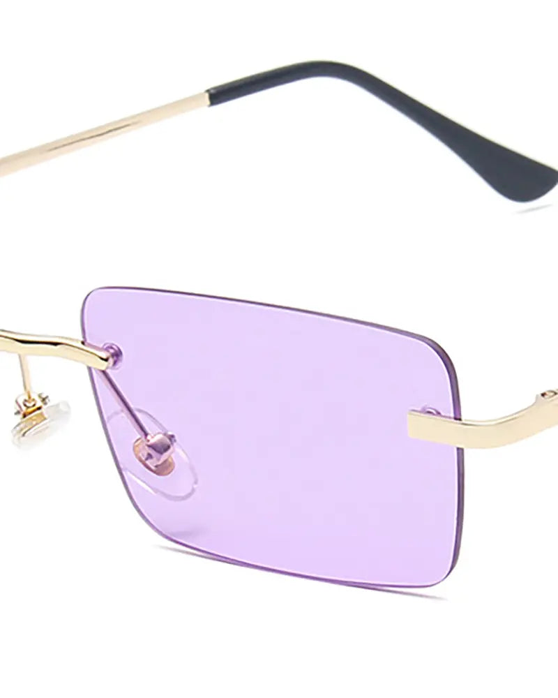 1Pair Tinted Lens Rectangle Rimless Frame Sunglasses