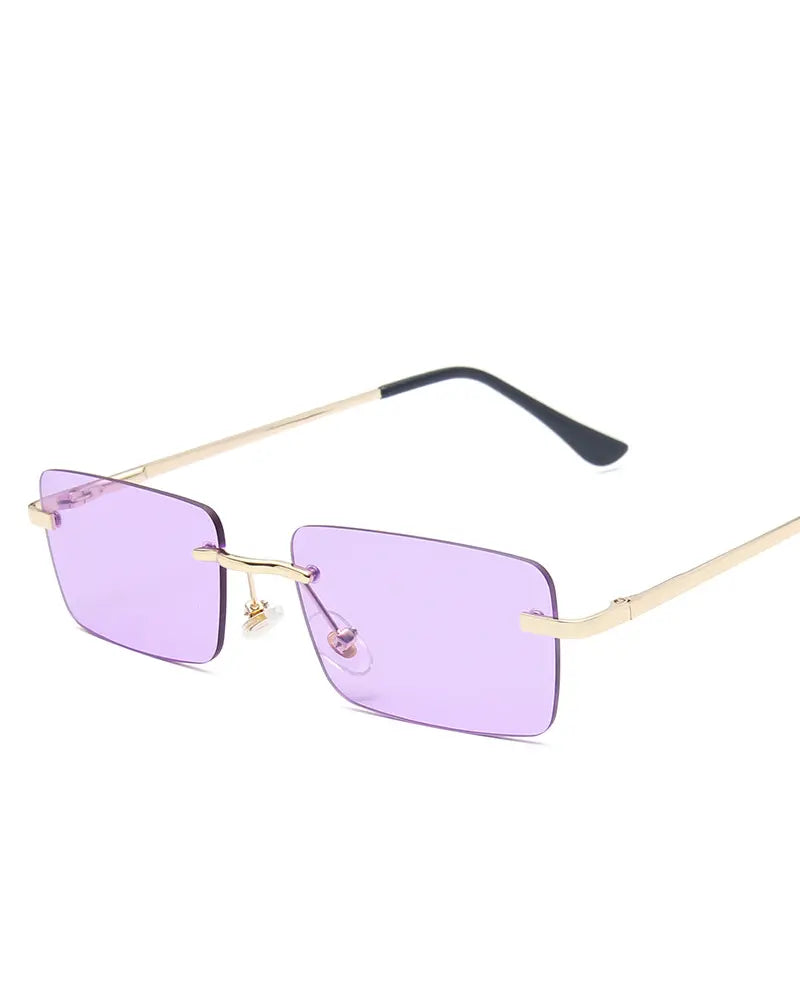 1Pair Tinted Lens Rectangle Rimless Frame Sunglasses