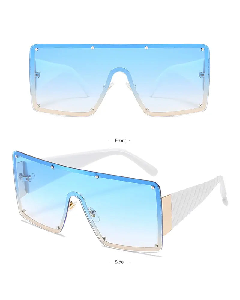 1Pair Quilted Decor Rimless Tinted Lens Sunglasses