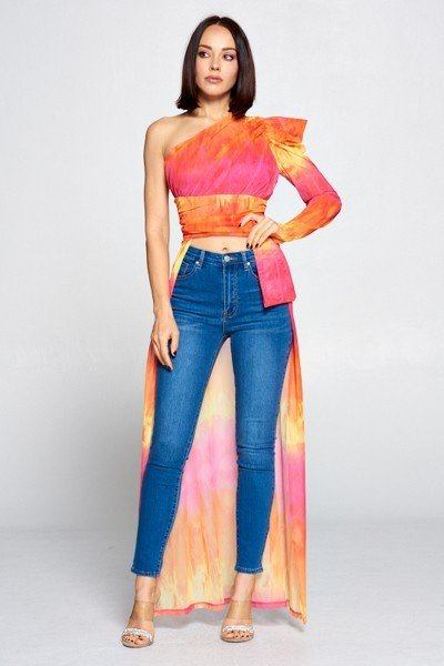 Tie Dye One Shoulder Top