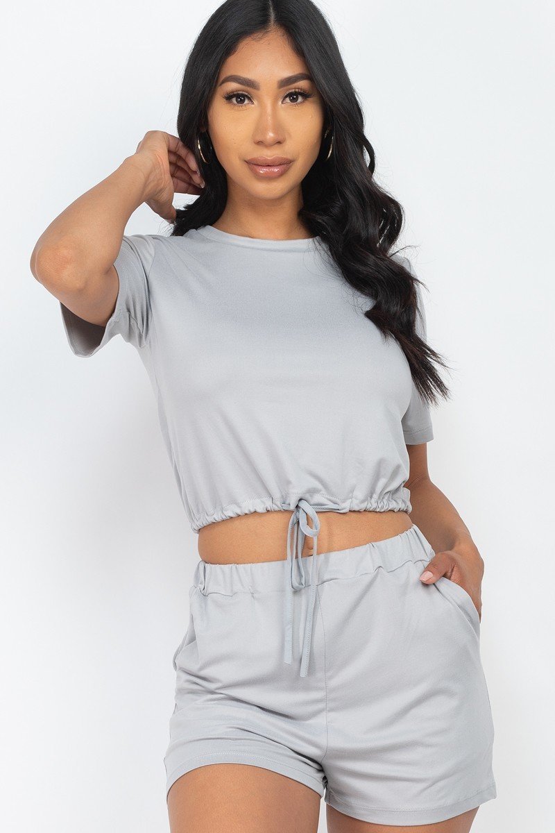 Adjustable Front Tied Crop Top &amp; Shorts