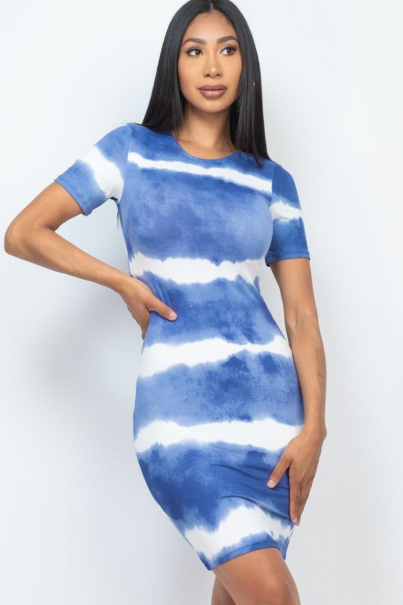 Stripe Tie Printed Midi Dress