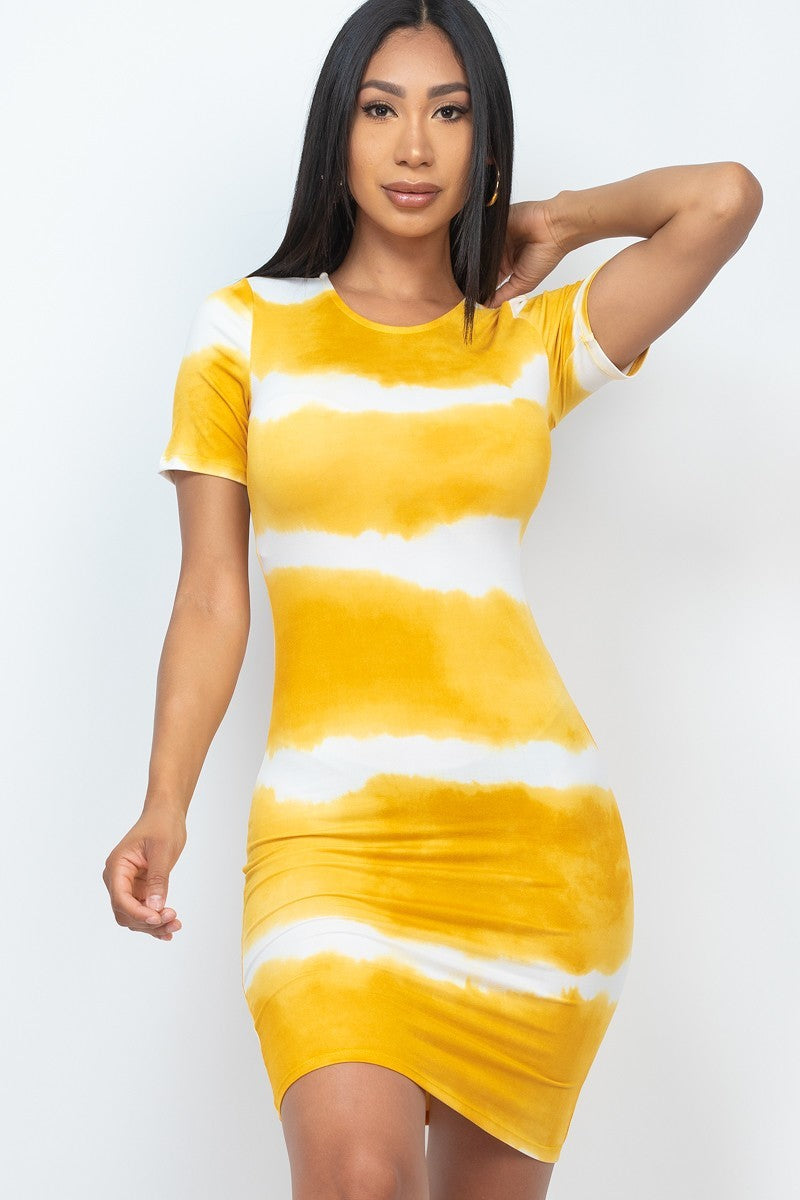 Stripe Tie Printed Midi Dress