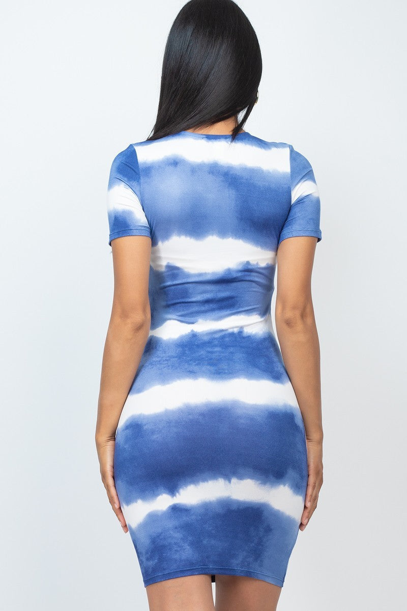 Stripe Tie Printed Midi Dress