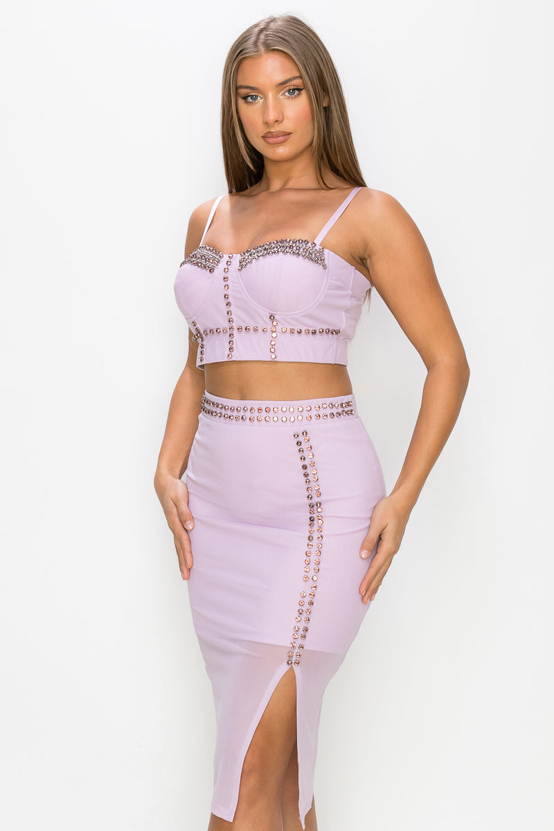 Stone Cami Top &amp; Mini Skirts Set