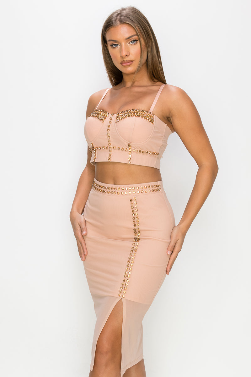 Stone Cami Top &amp; Mini Skirts Set