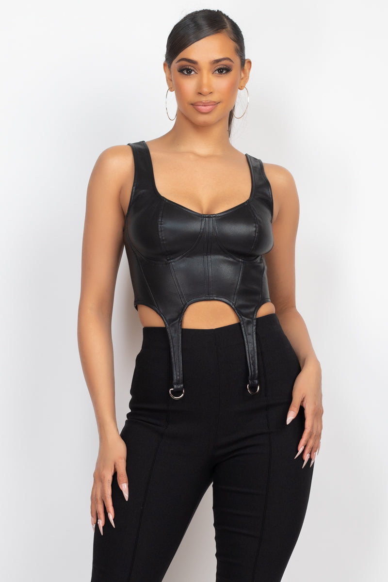 D-ring Bustier Leather Top