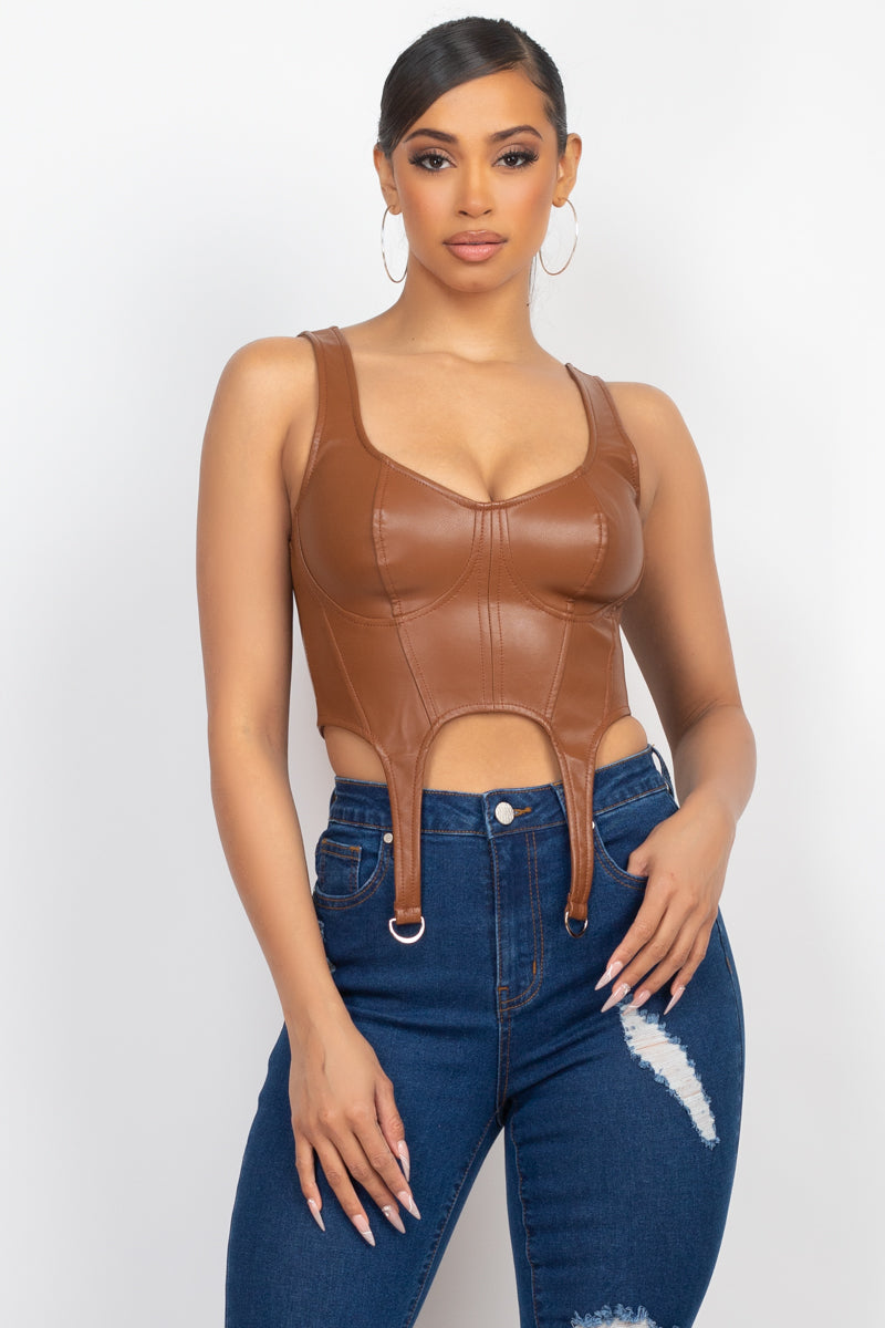 D-ring Bustier Leather Top