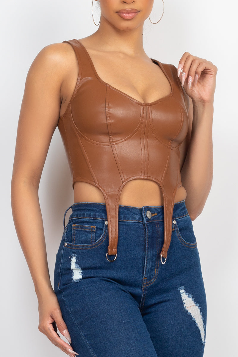 D-ring Bustier Leather Top