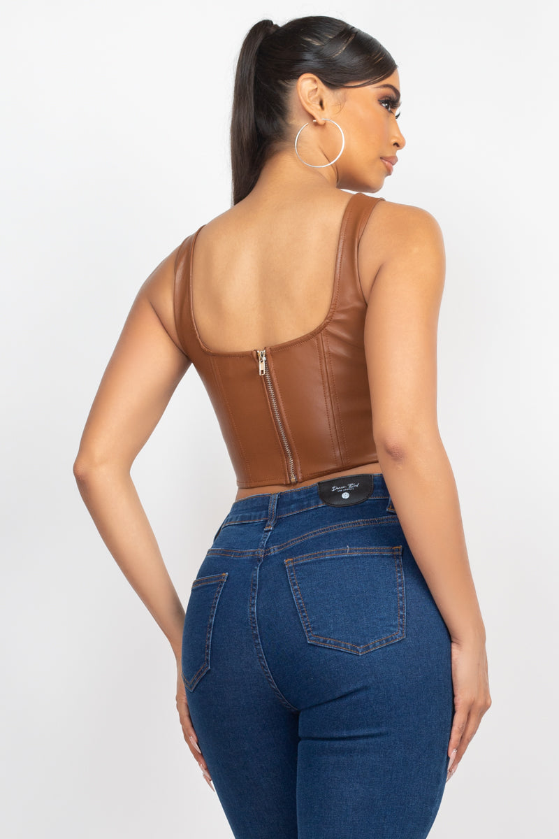 D-ring Bustier Leather Top