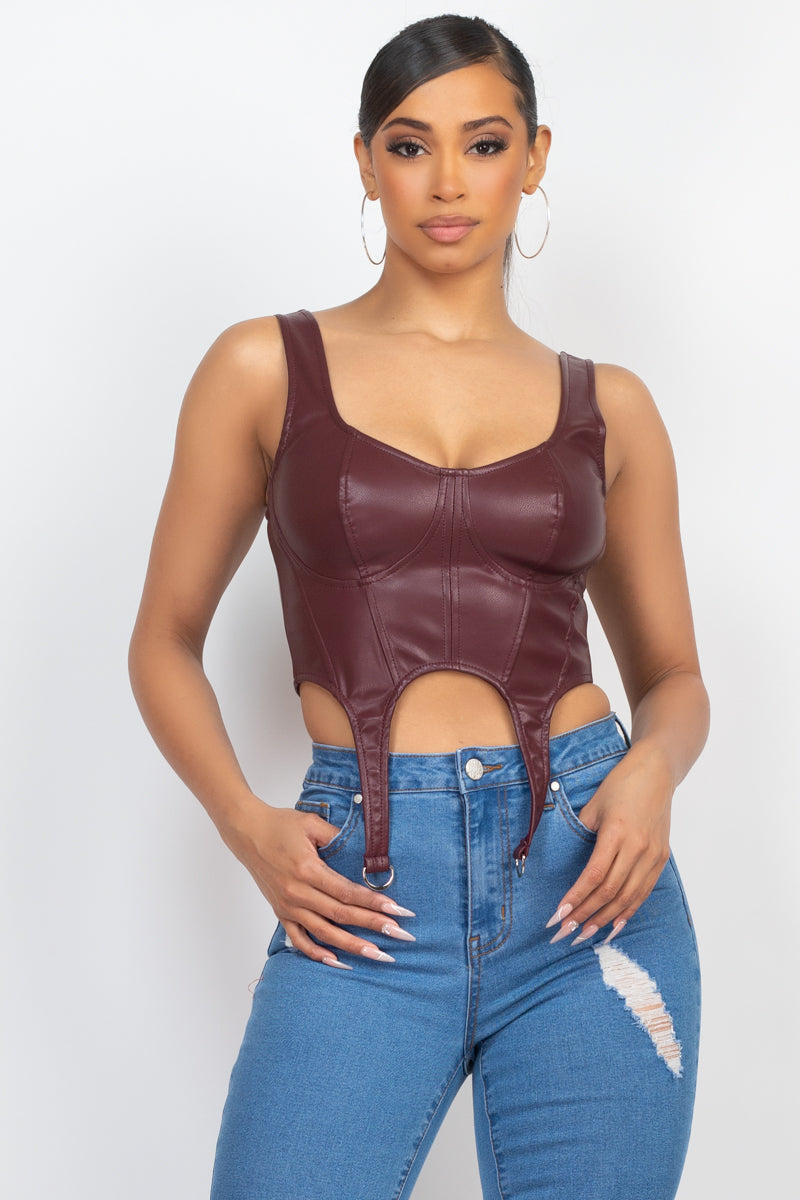 D-ring Bustier Leather Top