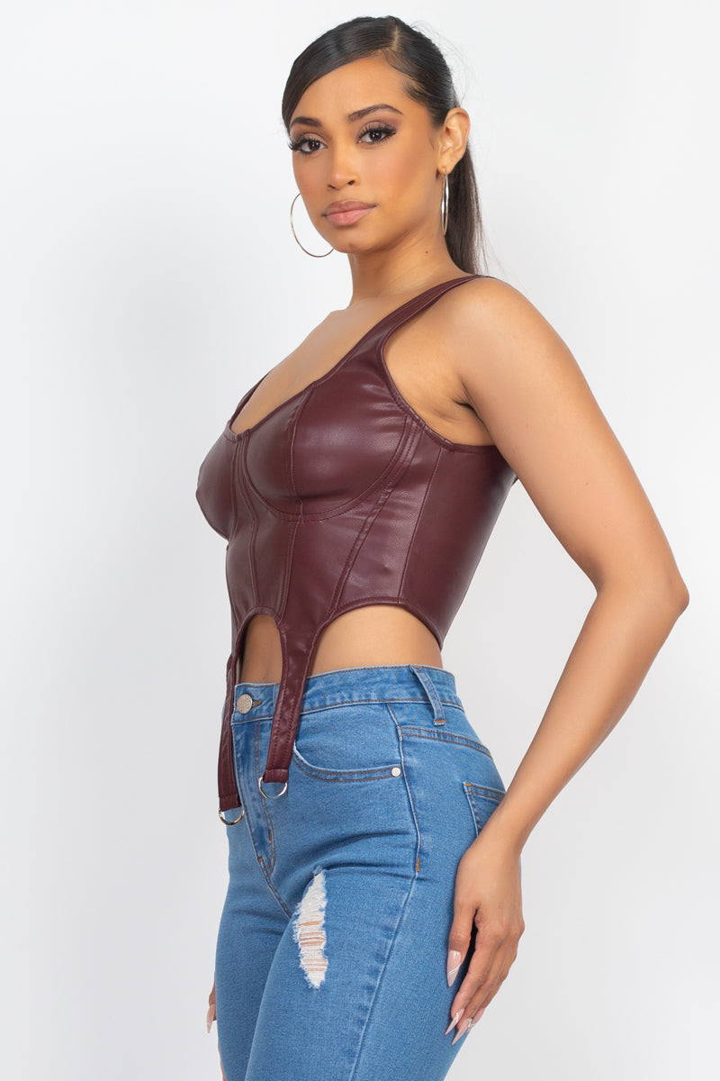 D-ring Bustier Leather Top