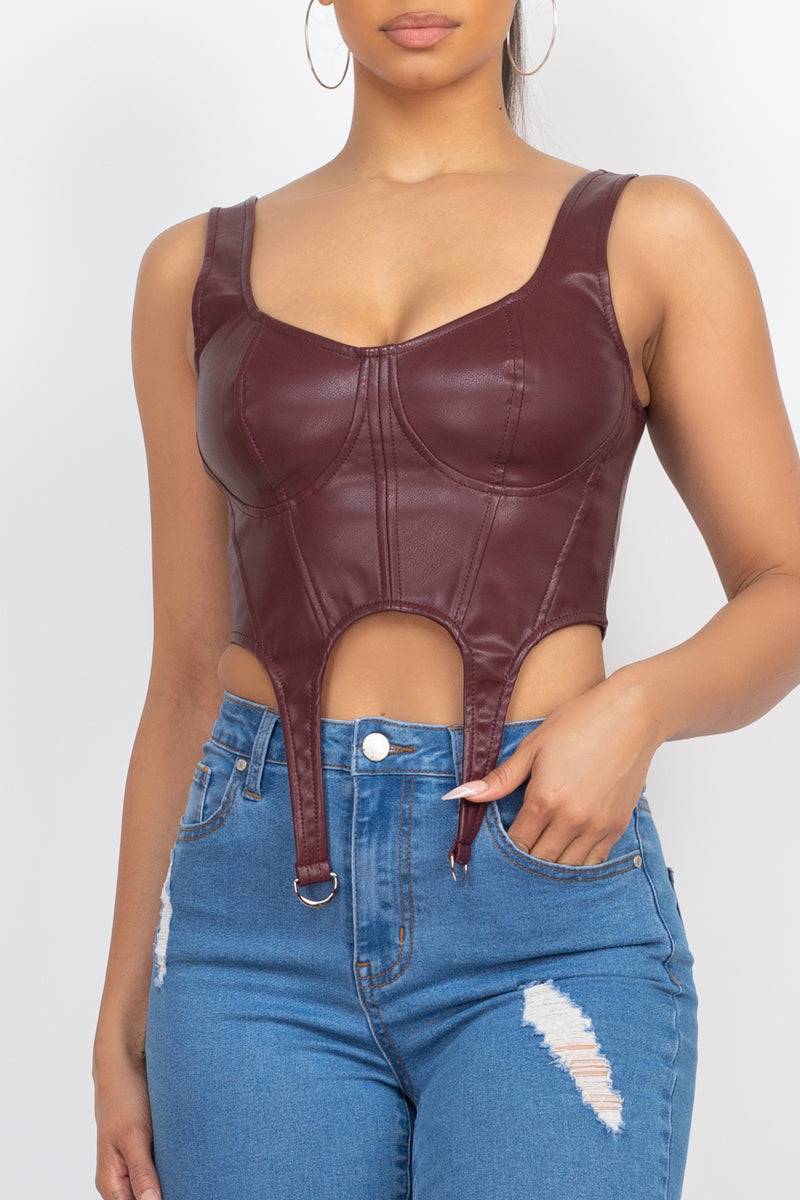 D-ring Bustier Leather Top