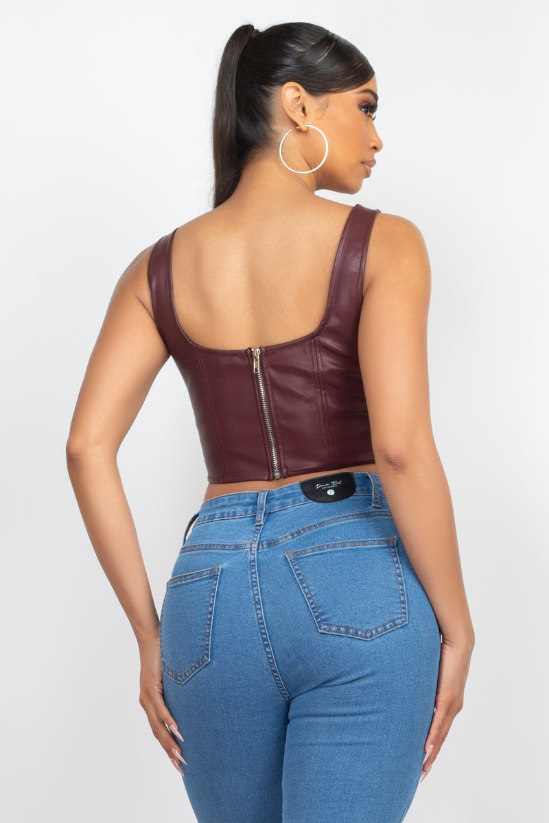 D-ring Bustier Leather Top