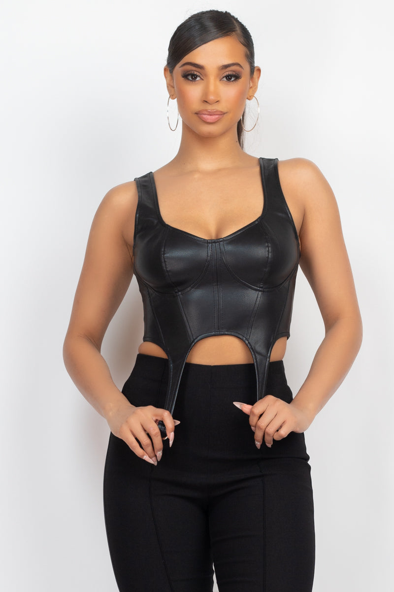 D-ring Bustier Leather Top