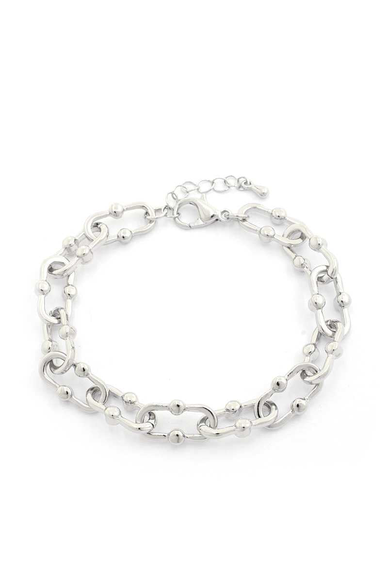 Oval Ball Link Metal Bracelet