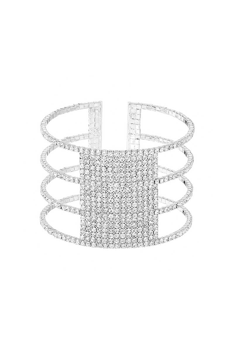 Rhinestone 14 Line Cuff Bracelet