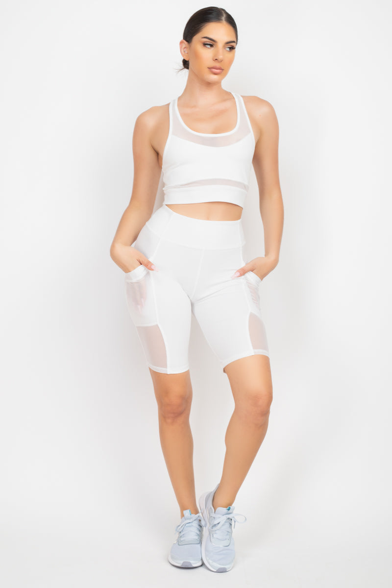 Racerback Mesh Top And Shorts Set