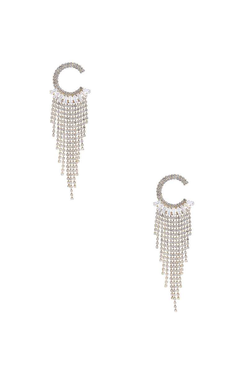 C Shape Baguette Fringe Earring