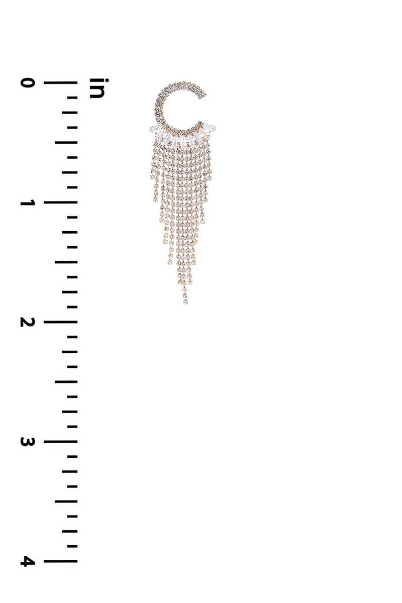 C Shape Baguette Fringe Earring