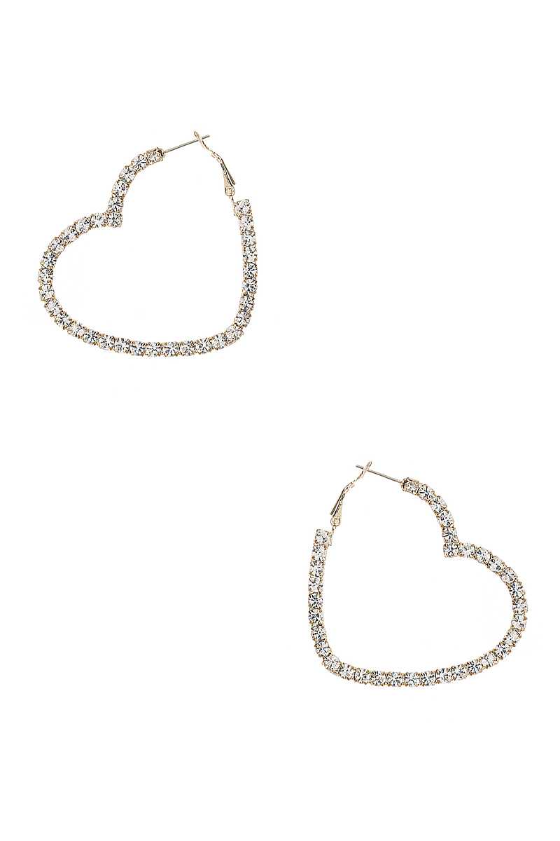 Rhinestone Crystal Heart Hoop Earring