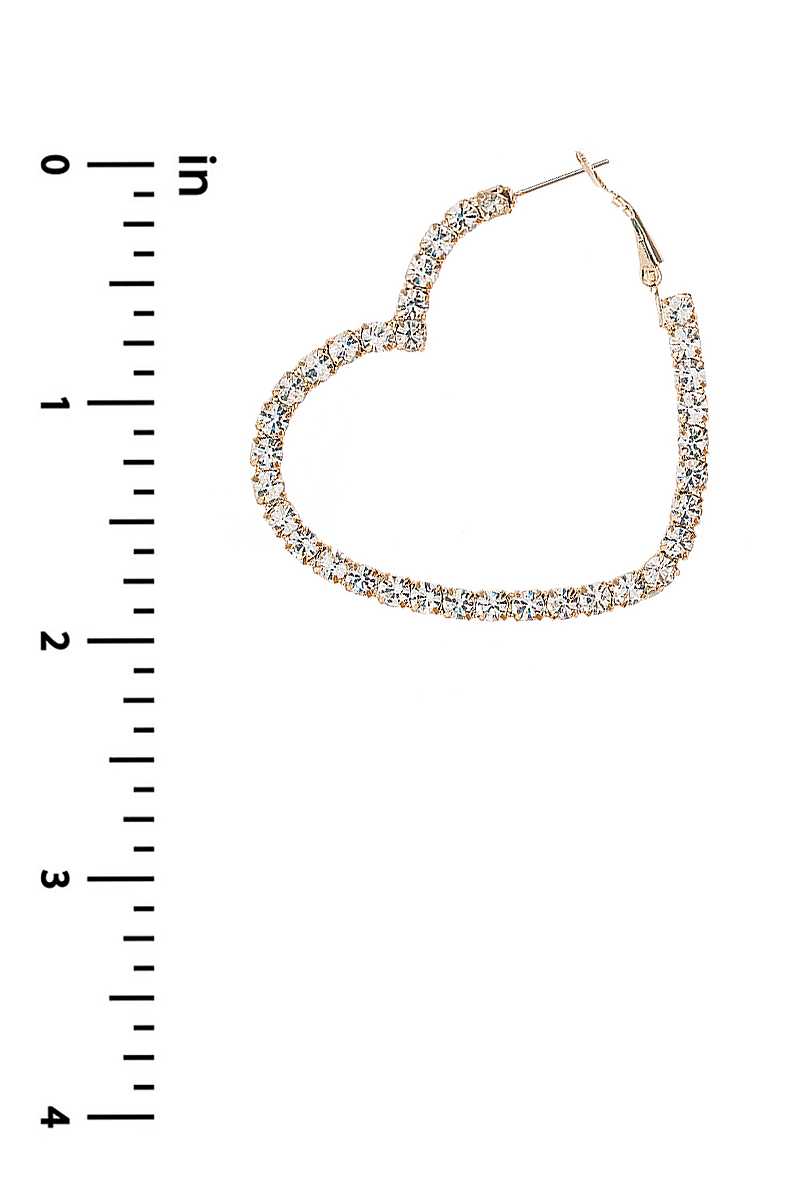 Rhinestone Crystal Heart Hoop Earring