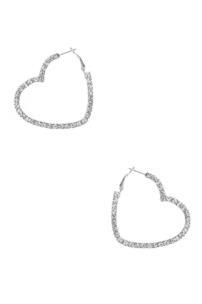 Rhinestone Crystal Heart Hoop Earring