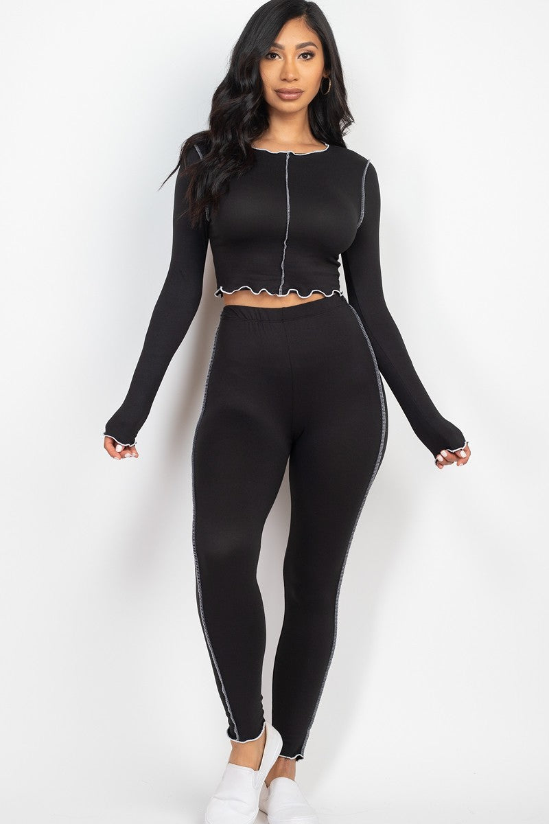 Lettuce Edge Crop Top &amp; Leggings Set