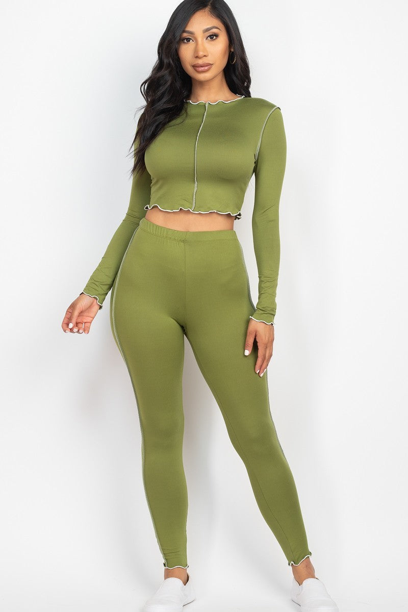 Lettuce Edge Crop Top &amp; Leggings Set