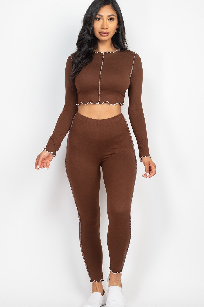 Lettuce Edge Crop Top &amp; Leggings Set