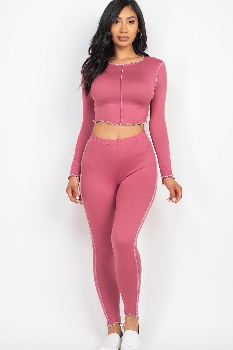 Lettuce Edge Crop Top &amp; Leggings Set