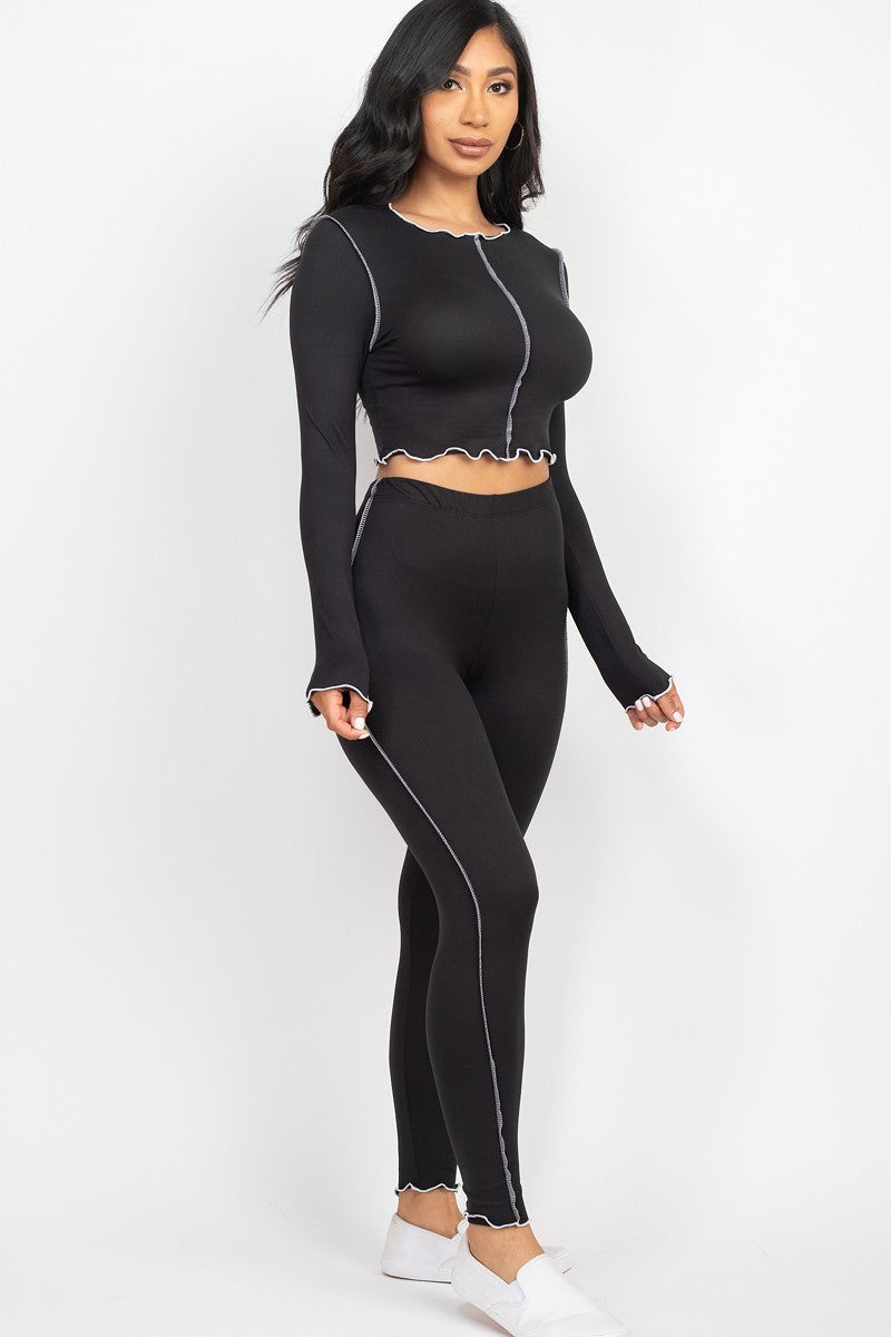 Lettuce Edge Crop Top &amp; Leggings Set