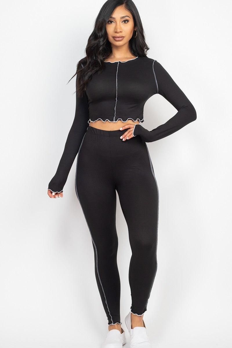 Lettuce Edge Crop Top &amp; Leggings Set