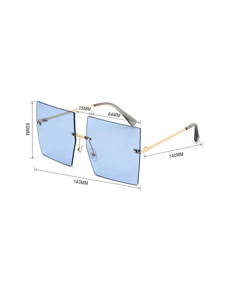 1Pair Vintage Square Rimless Sunglasses