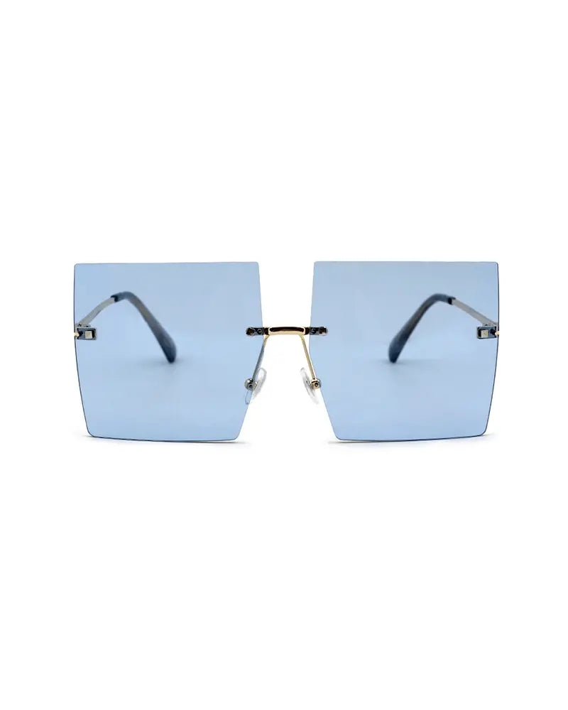 1Pair Vintage Square Rimless Sunglasses