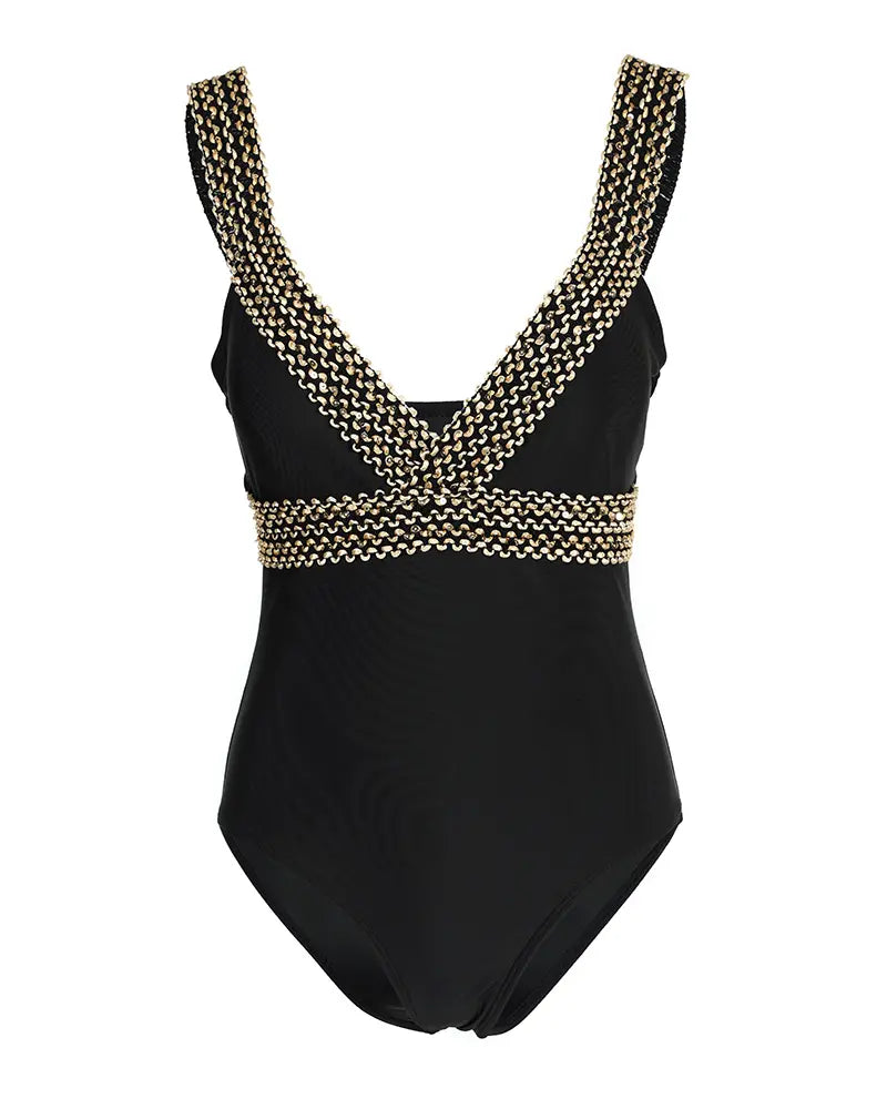 Metal Decor One-Piece Swimsuit